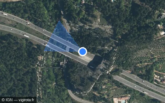Vue satellite de l'emplacement du radar discriminant à Le Tholonet