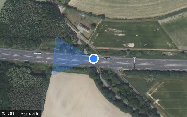 Vue satellite de l'emplacement du radar discriminant à Saint-Bomer