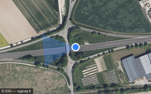 Vue satellite de l'emplacement du radar discriminant à Connantre