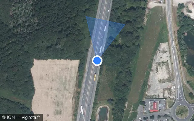 Vue satellite de l'emplacement du radar discriminant à Andelnans