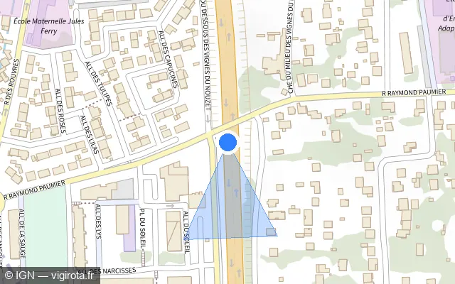 Vue plan de l'emplacement du radar discriminant à Vigneux-sur-Seine