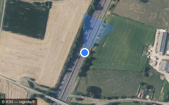 Vue satellite de l'emplacement du radar discriminant à Montbellet