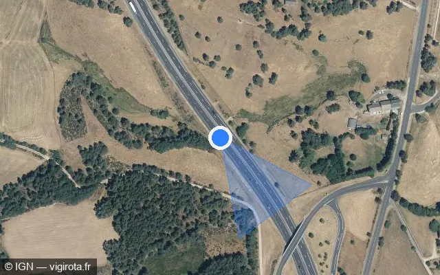 Vue satellite de l'emplacement du radar discriminant à Peyre en Aubrac