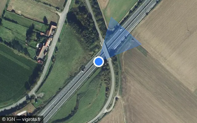 Vue satellite de l'emplacement du radar discriminant à Saint-Inglevert