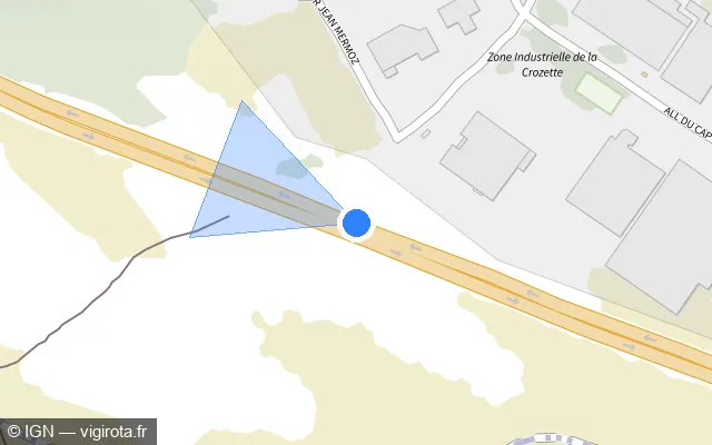 Vue plan de l'emplacement du radar discriminant à Le Montat