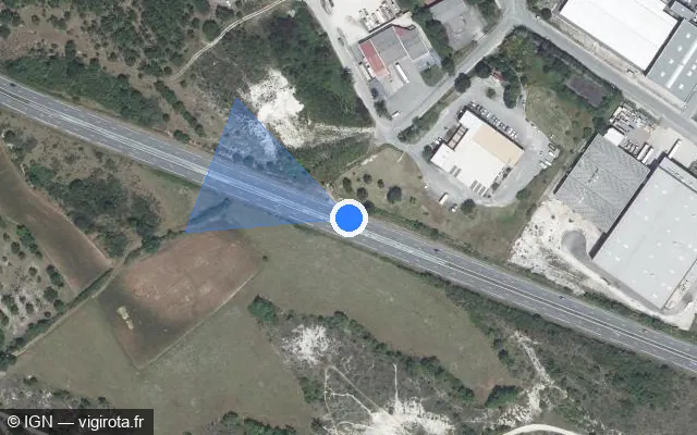 Vue satellite de l'emplacement du radar discriminant à Le Montat