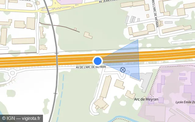 Vue plan de l'emplacement du radar discriminant à Le Tholonet