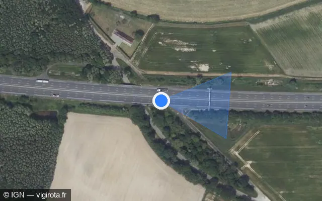 Vue satellite de l'emplacement du radar discriminant à Saint-Bomer