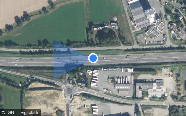 Vue satellite de l'emplacement du radar discriminant à Servon-sur-Vilaine