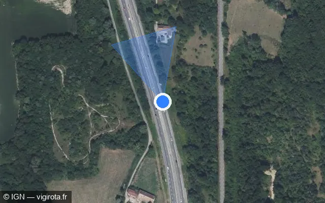 Vue satellite de l'emplacement du radar discriminant à Montrevel