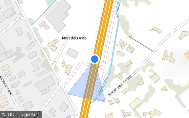 Vue plan de l'emplacement du radar discriminant à Elne