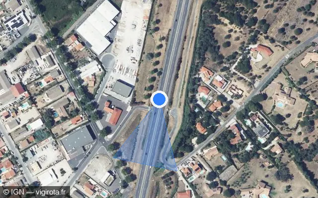 Vue satellite de l'emplacement du radar discriminant à Elne