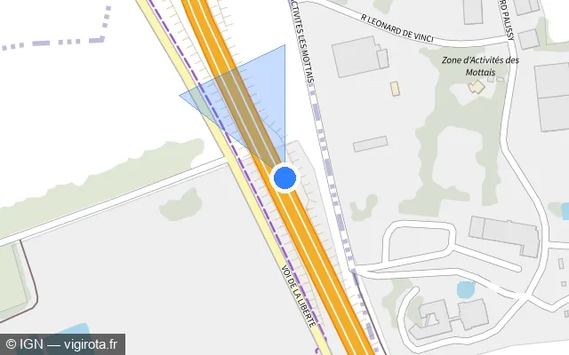 Vue plan de l'emplacement du radar discriminant à Saint-Armel