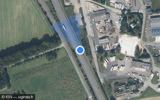 Vue satellite de l'emplacement du radar discriminant à Saint-Armel