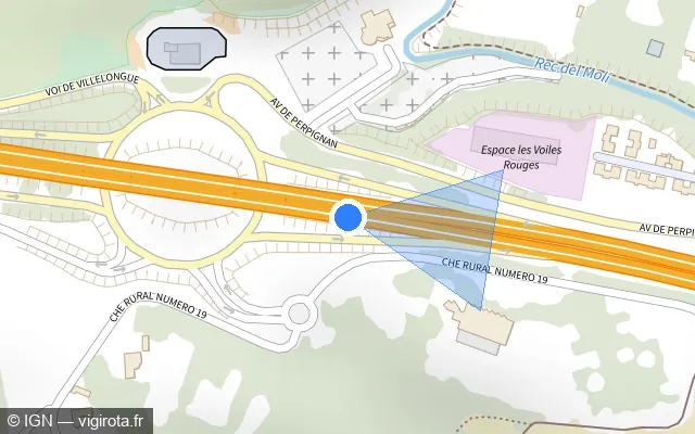 Vue plan de l'emplacement du radar discriminant à Villelongue-de-la-Salanque