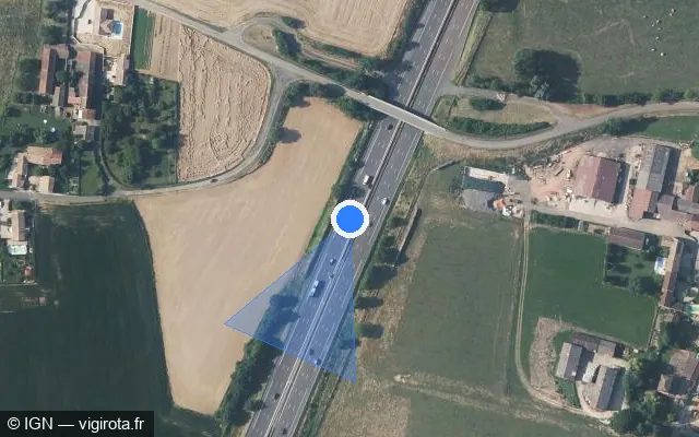 Vue satellite de l'emplacement du radar discriminant à Montbellet