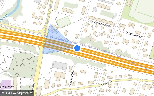 Vue plan de l'emplacement du radar discriminant à Illzach