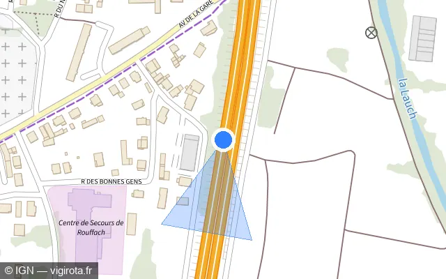 Vue plan de l'emplacement du radar discriminant à Rouffach