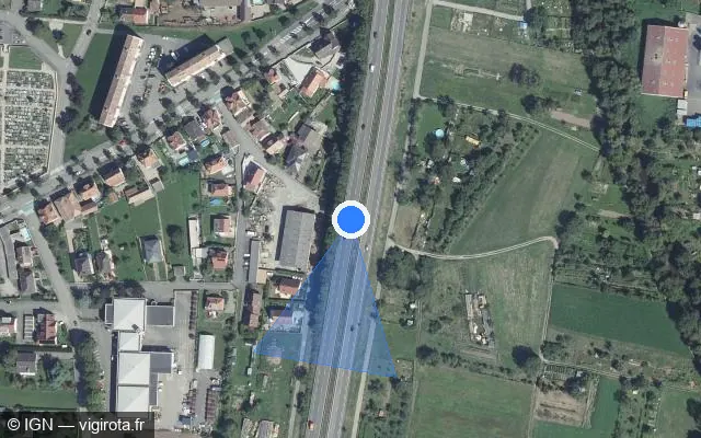 Vue satellite de l'emplacement du radar discriminant à Rouffach