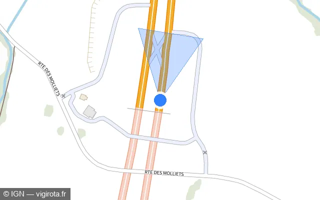 Vue plan de l'emplacement du radar discriminant à Présilly