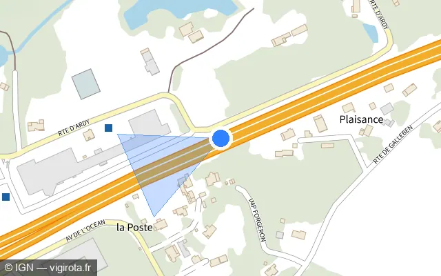 Vue plan de l'emplacement du radar discriminant à Mées