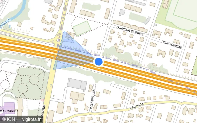 Vue plan de l'emplacement du radar discriminant à Illzach