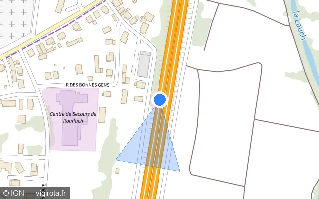 Vue plan de l'emplacement du radar discriminant à Rouffach