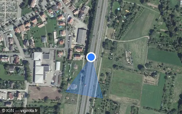 Vue satellite de l'emplacement du radar discriminant à Rouffach