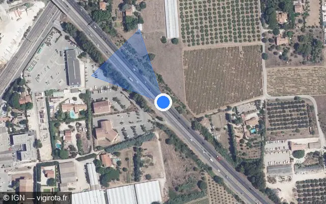 Vue satellite de l'emplacement du radar discriminant à La Garde