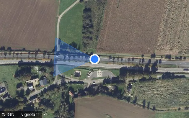 Vue satellite de l'emplacement du radar discriminant à Landivisiau
