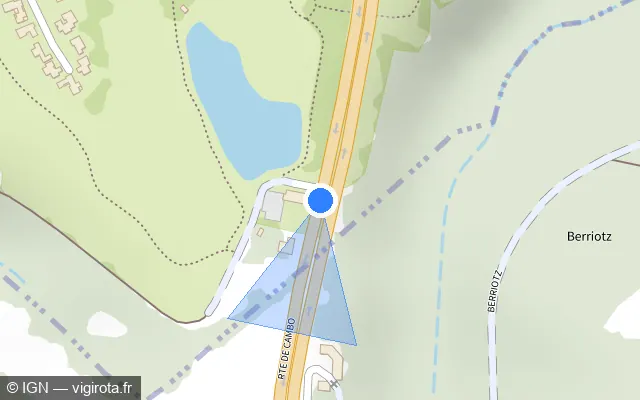 Vue plan de l'emplacement du radar discriminant à Bassussarry