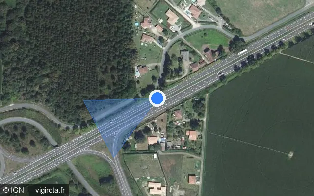 Vue satellite de l'emplacement du radar discriminant à Meilhan