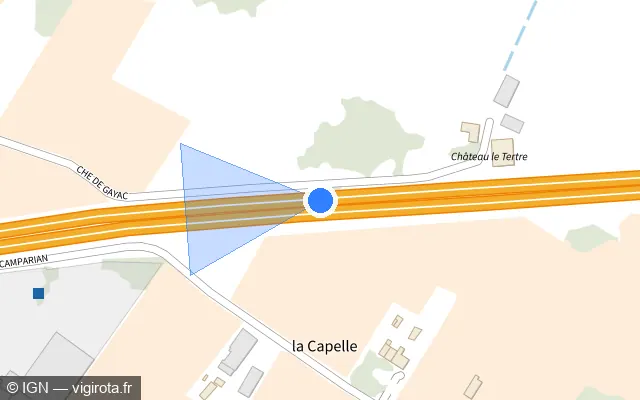 Vue plan de l'emplacement du radar discriminant à Vayres