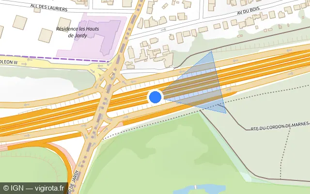 Vue plan de l'emplacement du radar discriminant à Vaucresson