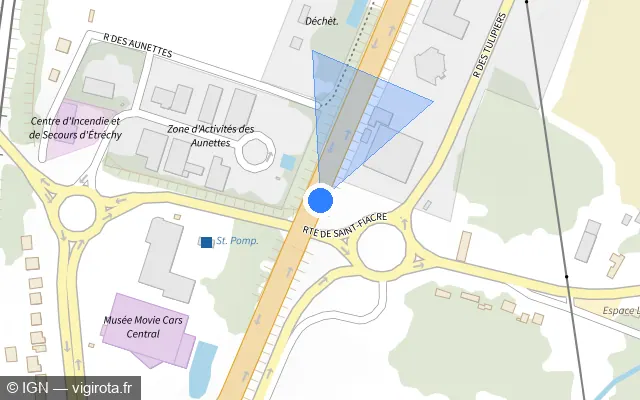 Vue plan de l'emplacement du radar discriminant à Étréchy