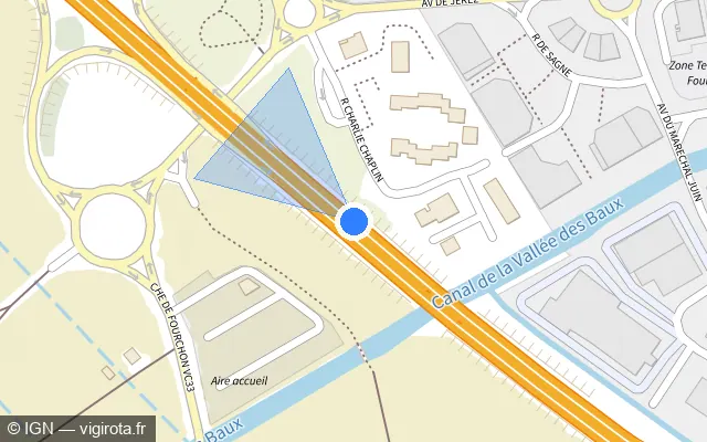 Vue plan de l'emplacement du radar discriminant à Fourques