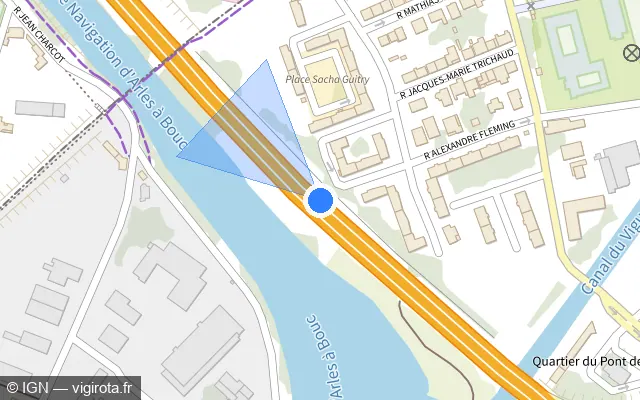 Vue plan de l'emplacement du radar discriminant à Fourques