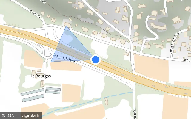 Vue plan de l'emplacement du radar discriminant à Les Angles