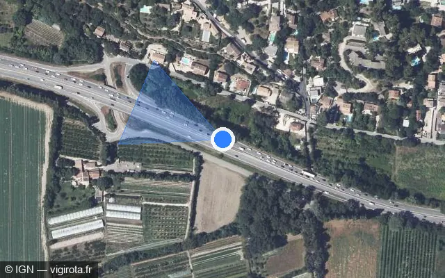 Vue satellite de l'emplacement du radar discriminant à Les Angles