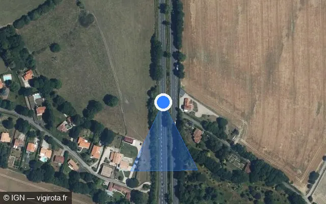 Vue satellite de l'emplacement du radar discriminant à Bellevigny