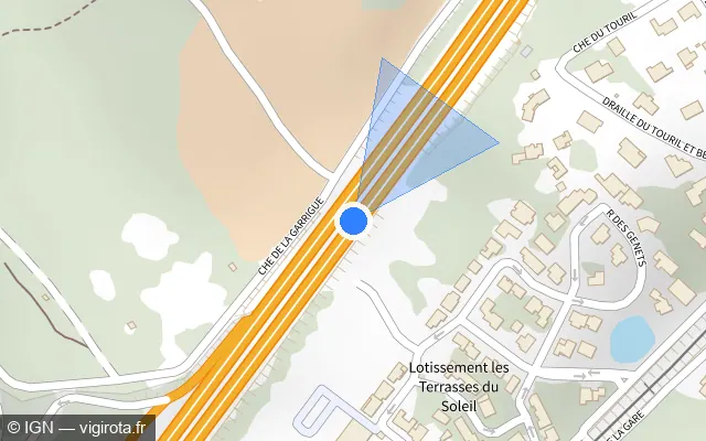 Vue plan de l'emplacement du radar discriminant à Milhaud