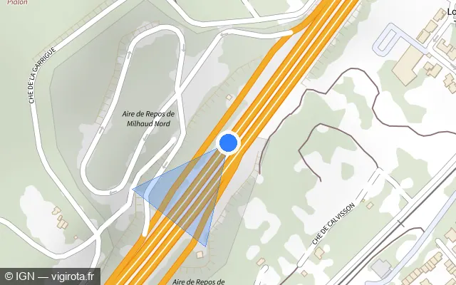 Vue plan de l'emplacement du radar discriminant à Milhaud