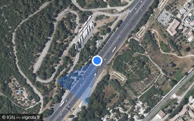 Vue satellite de l'emplacement du radar discriminant à Milhaud