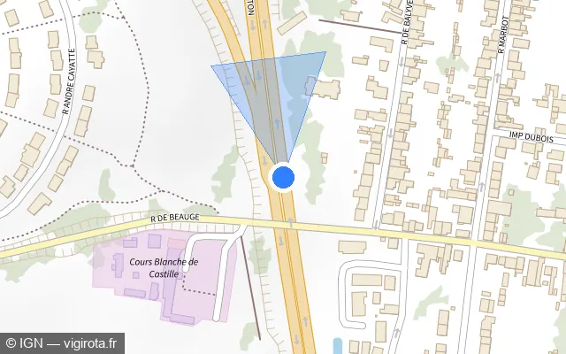 Vue plan de l'emplacement du radar discriminant à Rouillon