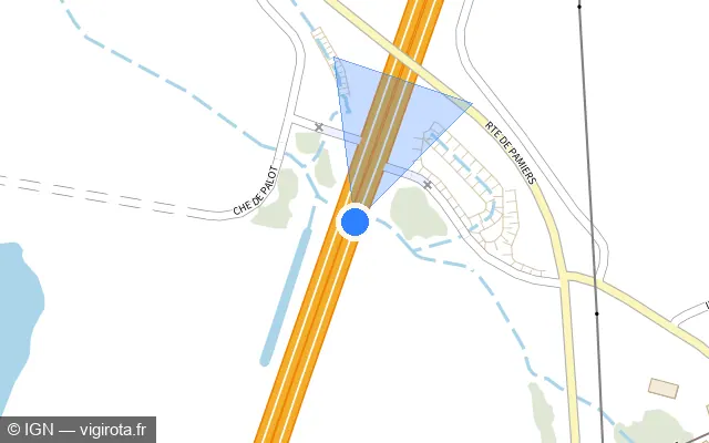 Vue plan de l'emplacement du radar discriminant à Montaut