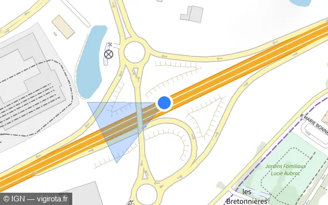 Vue plan de l'emplacement du radar discriminant à Angers