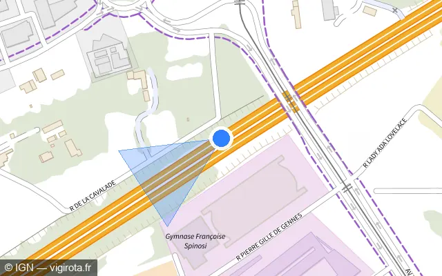 Vue plan de l'emplacement du radar discriminant à Montpellier