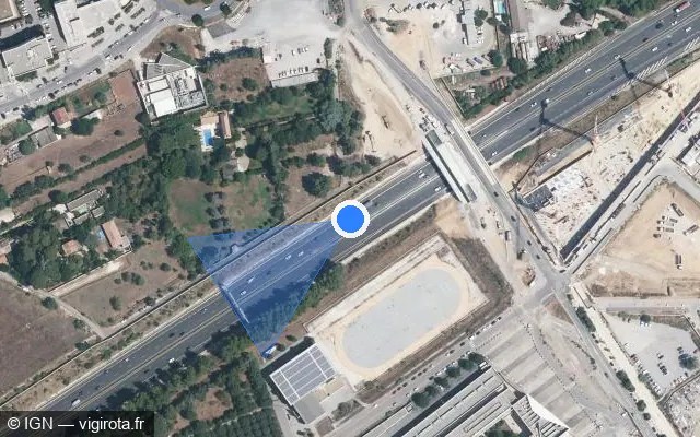 Vue satellite de l'emplacement du radar discriminant à Montpellier