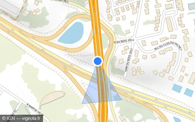 Vue plan de l'emplacement du radar discriminant à Saran