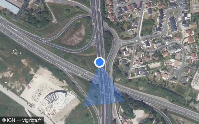 Vue satellite de l'emplacement du radar discriminant à Saran